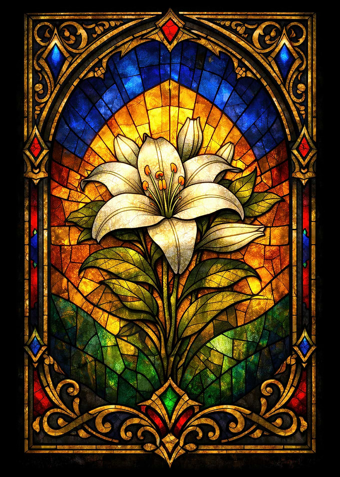 Stained Glass Lily Window Art