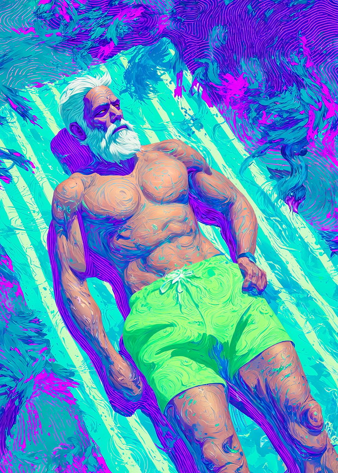 Psychedelic Neon Sunbather Gay Art