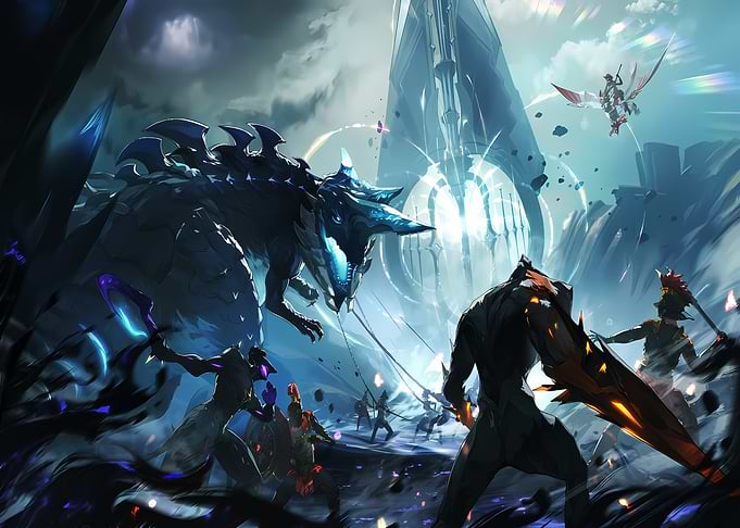 Epic Dragon Battle in a Futuristic Landscape