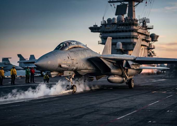 F-14 Tomcat on Aircraft Carrier