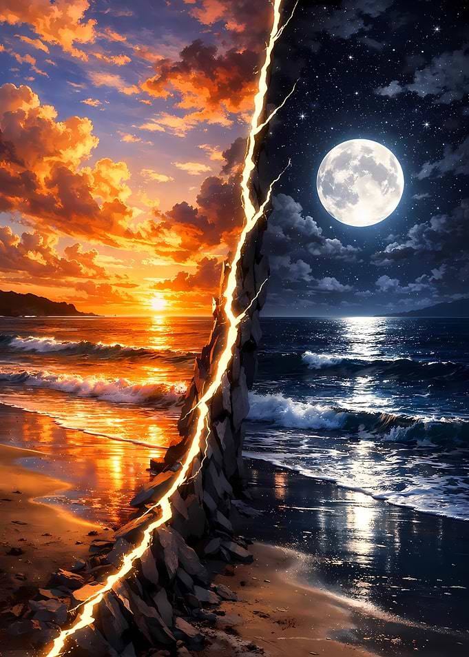 Day and Night Split Landscape