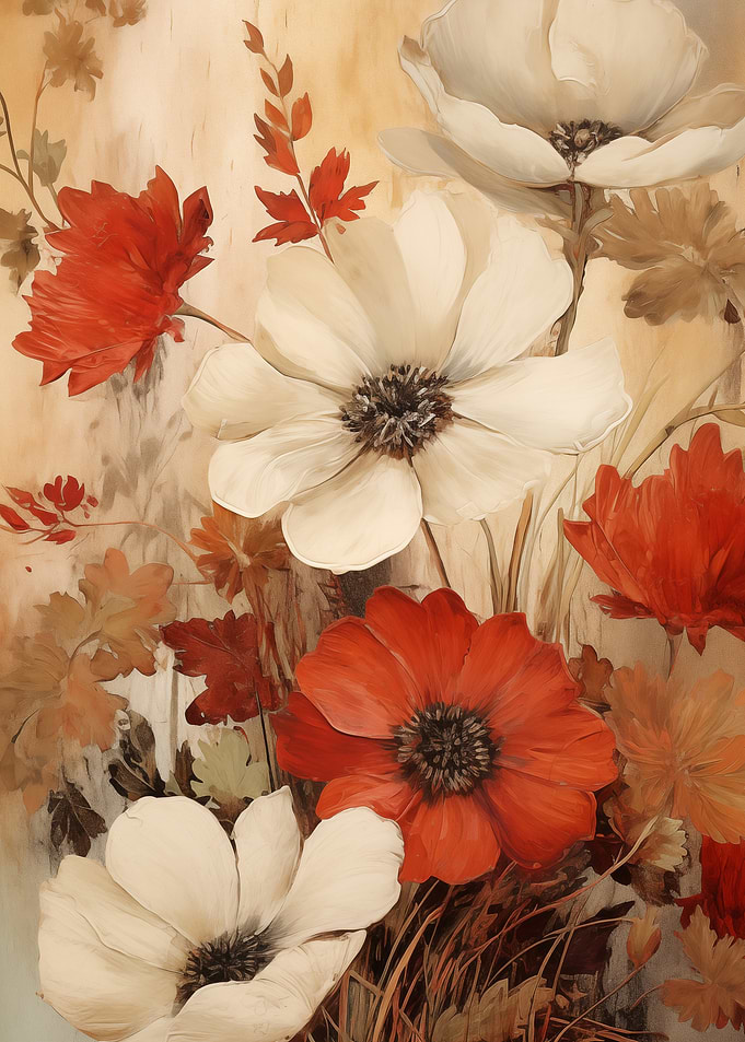 Floral Red and White Flowers