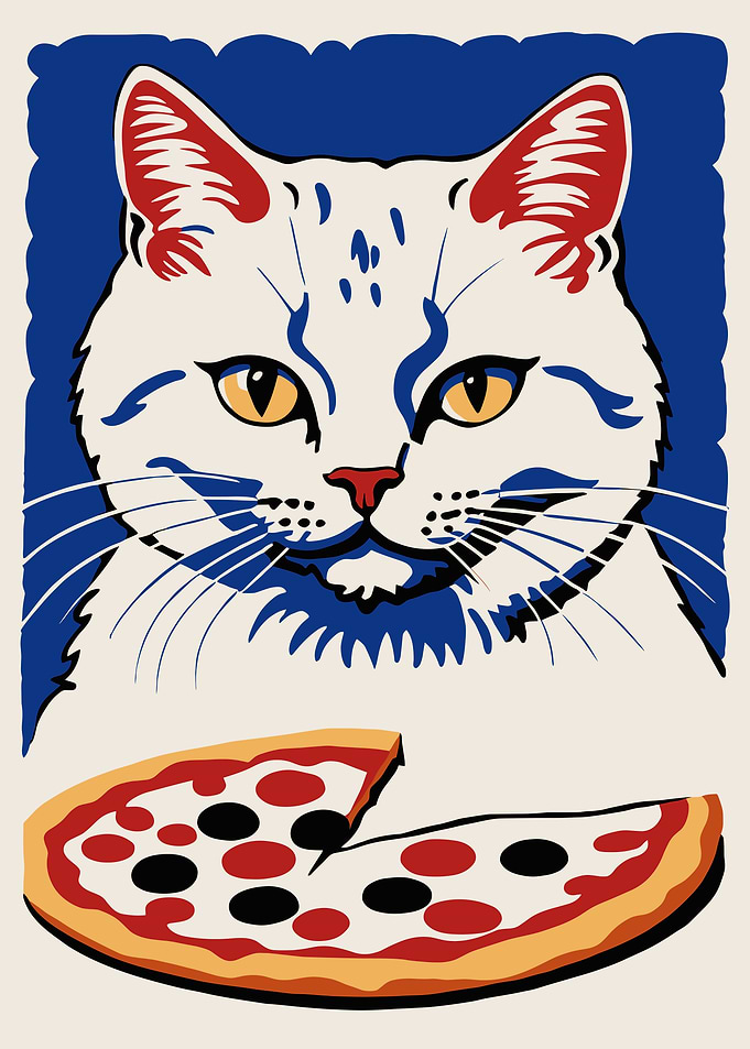 Cat Looking at Pizza