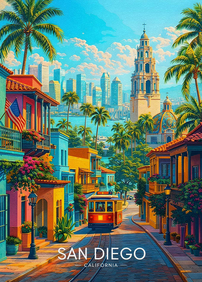 San Diego California Trolley Scene