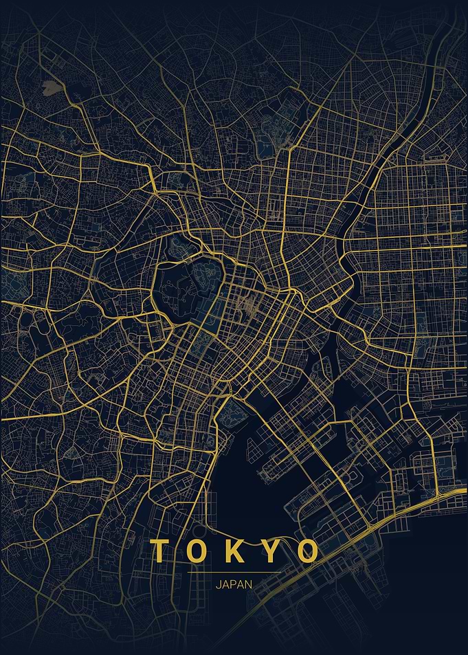 Tokyo Japan Map Art