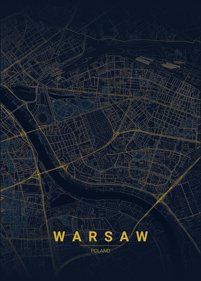 Warsaw City Map Poster
