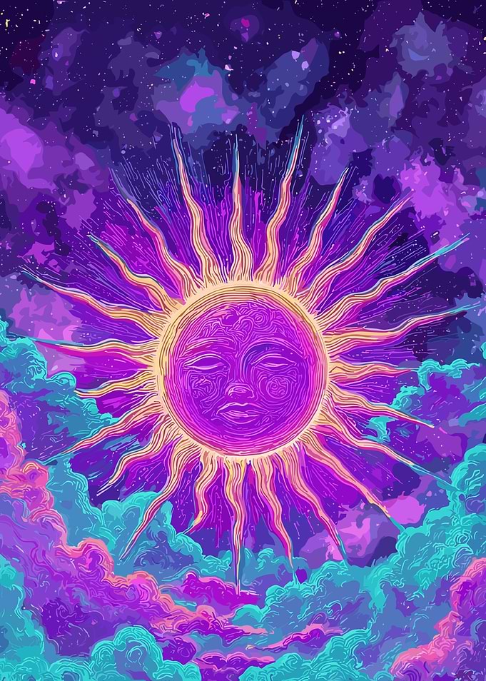 Psychedelic Sun and Clouds