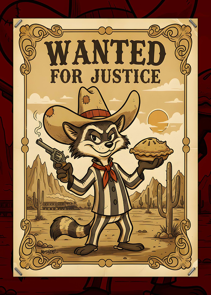 Wanted Raccoon for Justice Poster