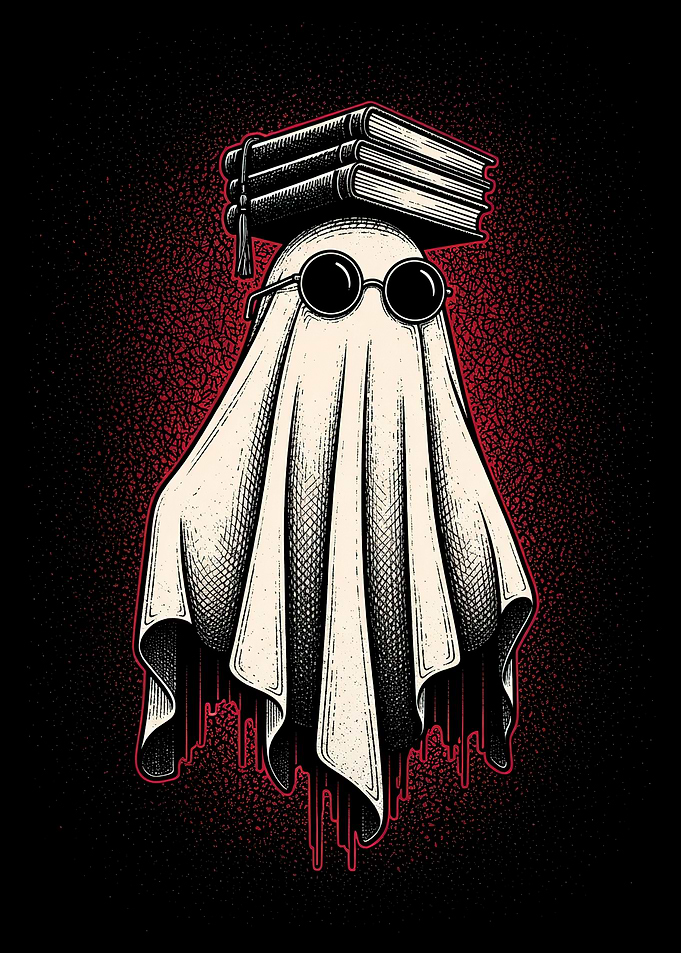 Ghost with Books and Glasses