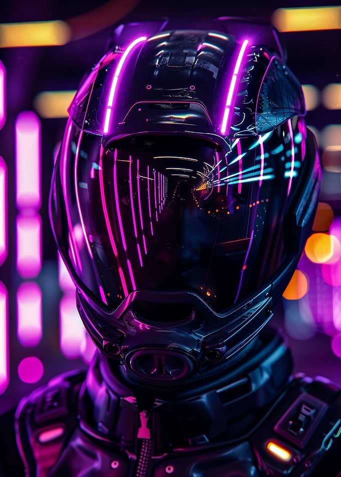 Cyberpunk Rider in Neon City