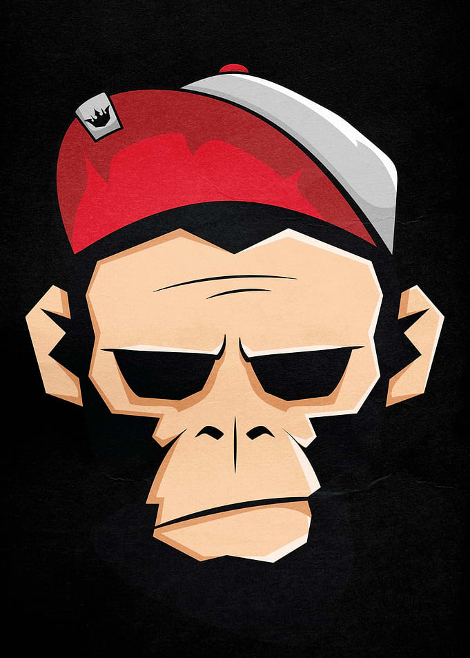 Stylized Monkey Wearing a Red Cap