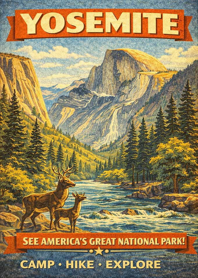 Yosemite National Park Vintage Poster