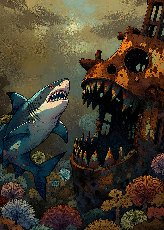Shark vs. Mechanical Monster