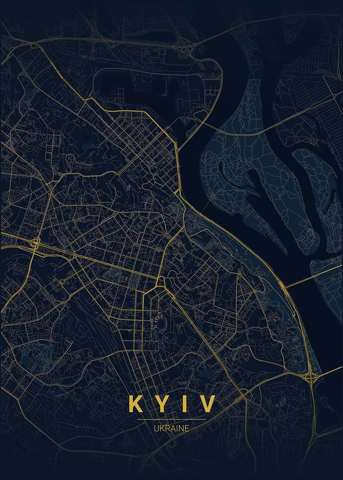 Kyiv Ukraine Map Poster