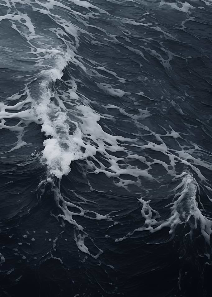 Dark Ocean Waves with Foam