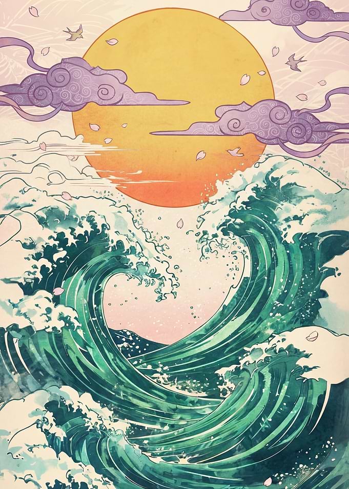 Japanese Wave and Sun