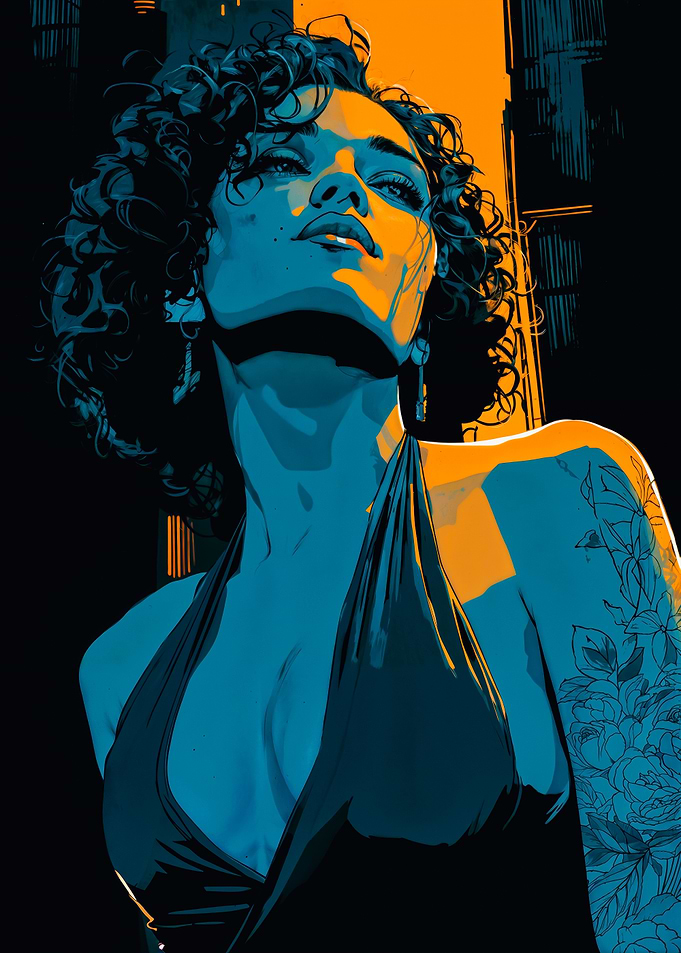 Cyan Orange Pop Art Portrait