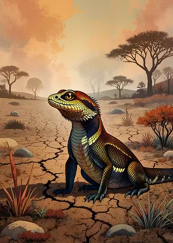 Desert Lizard in Arid Landscape