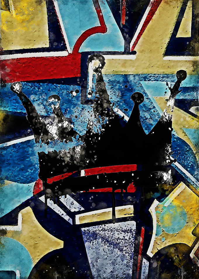 Graffiti Crown with Abstract Background