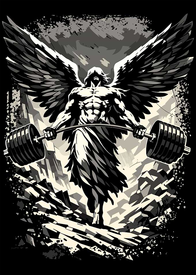 Winged Angel Lifting Weights