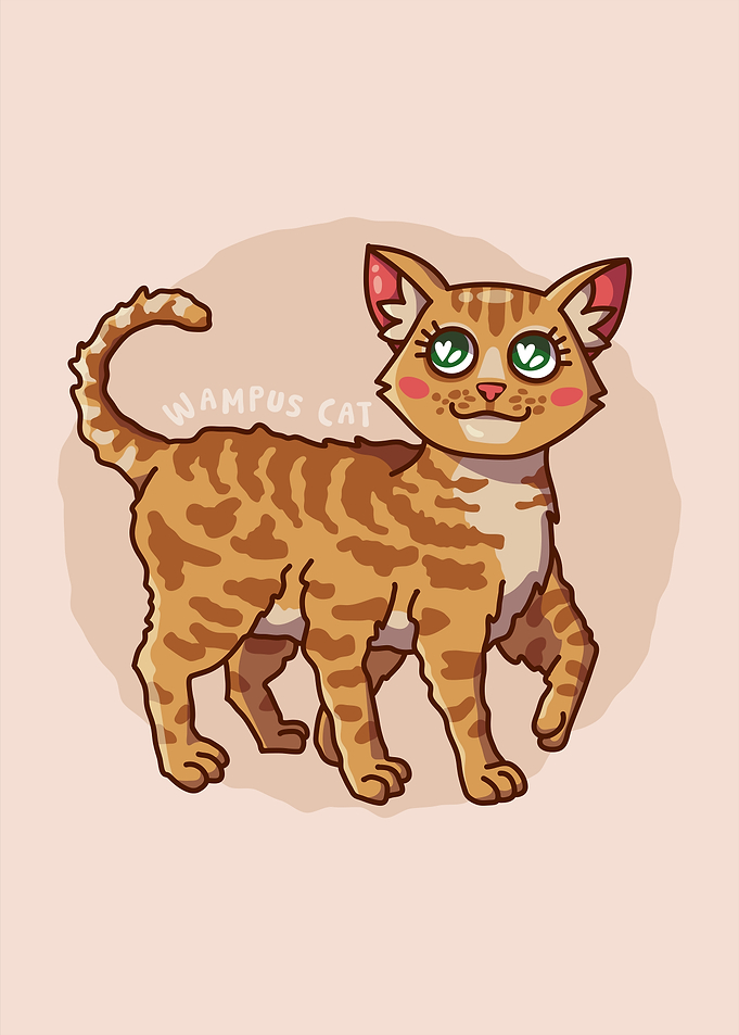 Cute Orange Six Legged Wampus Cat Illustration
