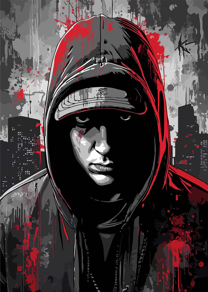 Eminem Hooded Figure in Urban Setting