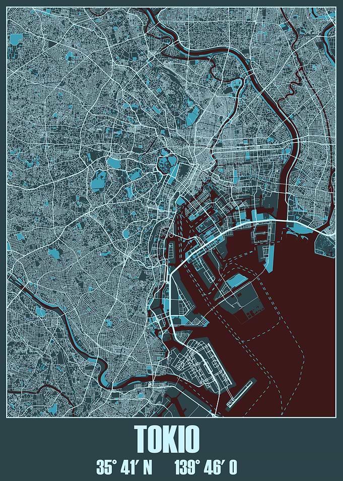 Stylish Tokyo City Map