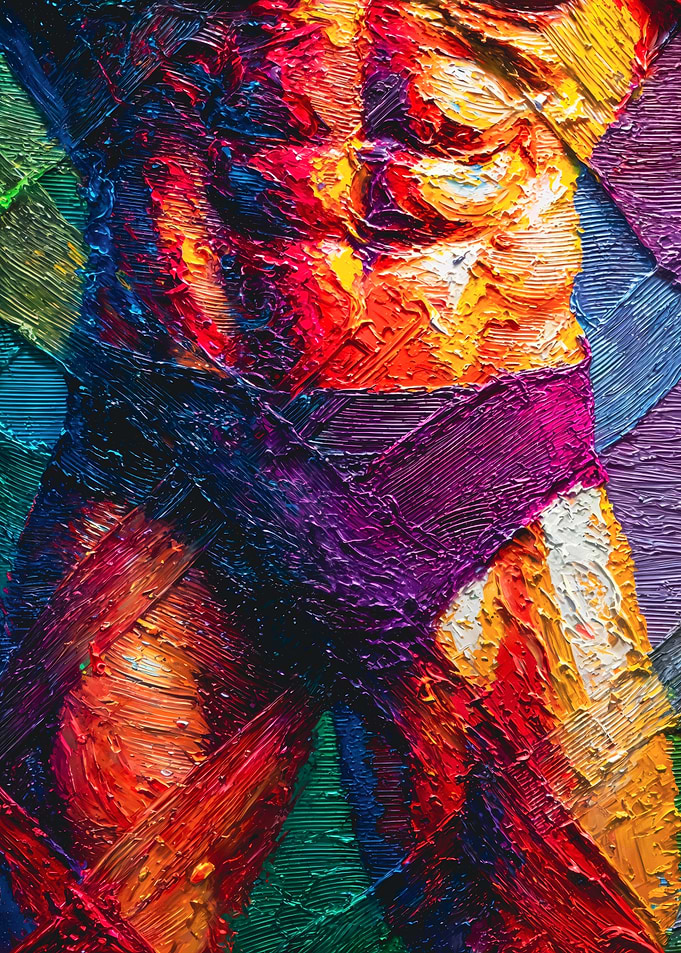 Rainbow Male Impasto Muscle Art