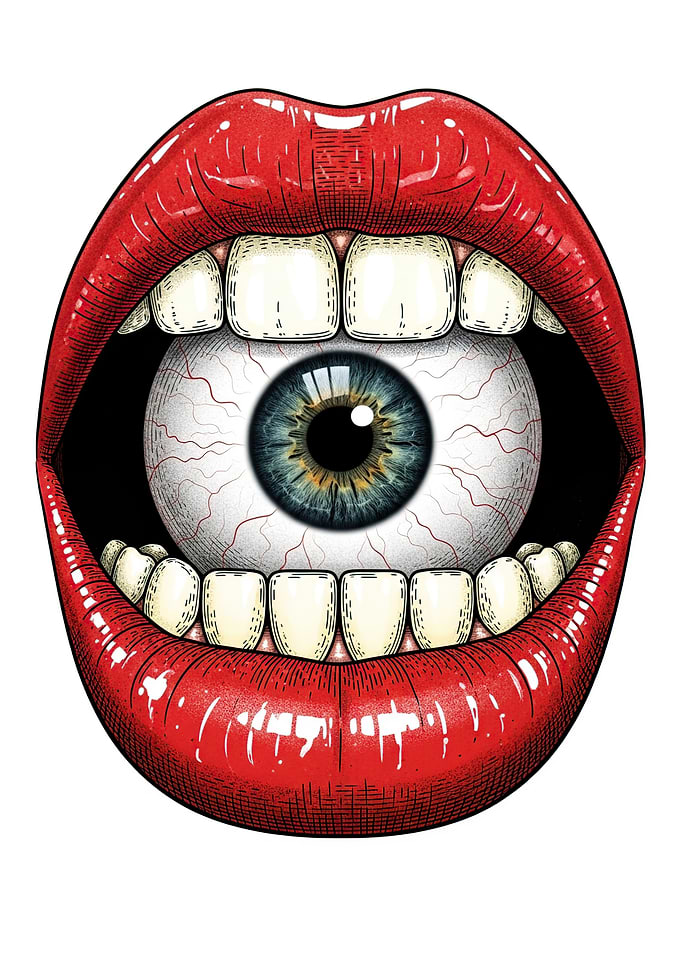 Surreal Eye Mouth Illustration