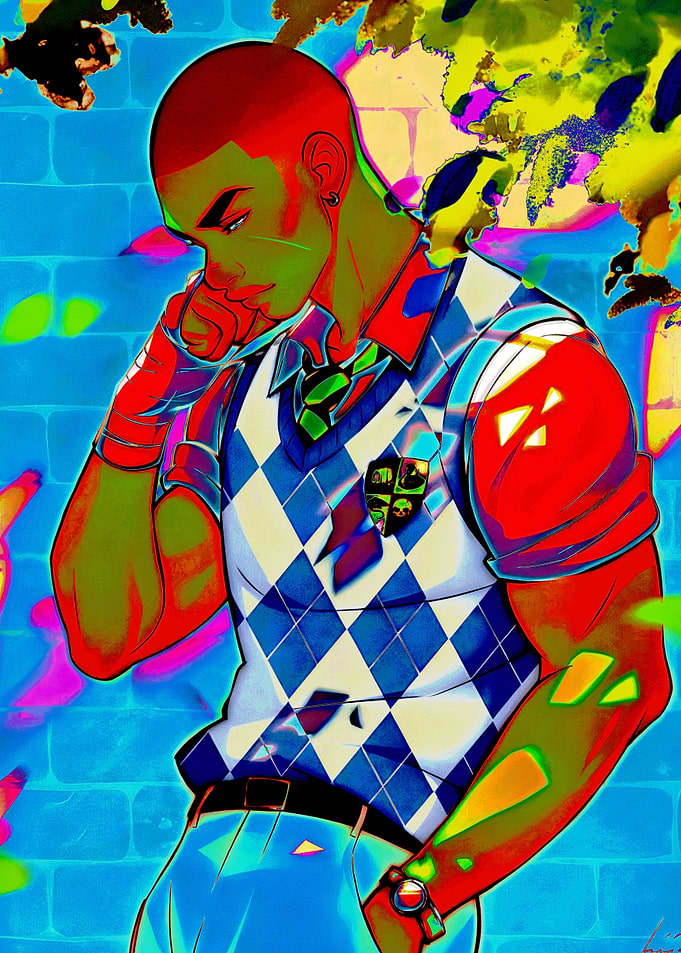 Stylized Male Character in Argyle Vest