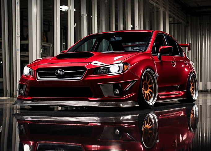 Red Subaru STI Custom Car