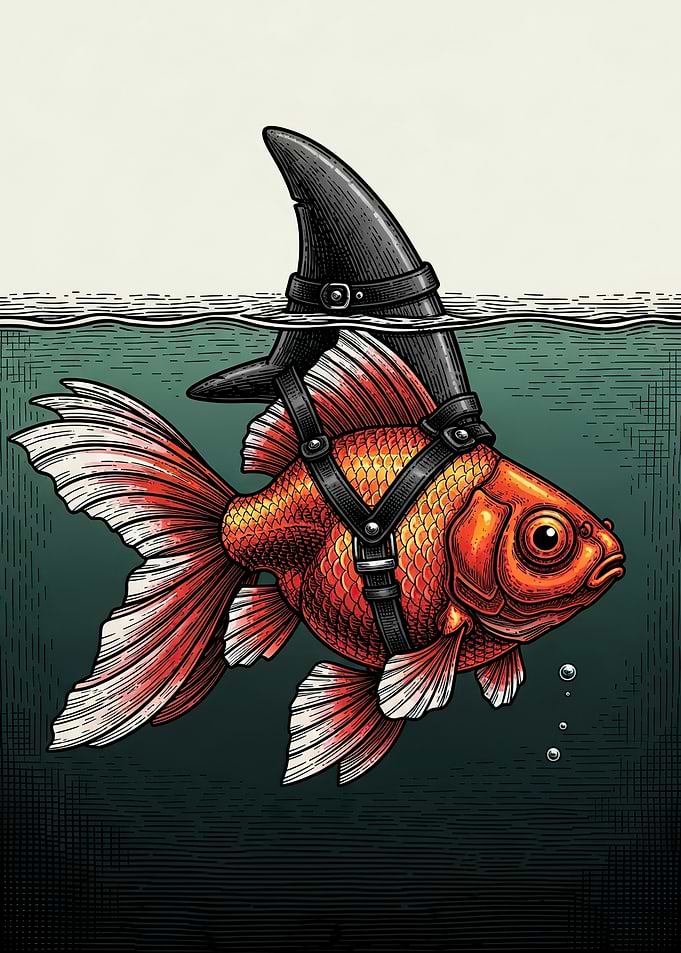 Goldfish with Shark Fin Harness