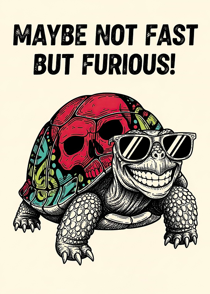 Turtle with Skull Shell and Sunglasses