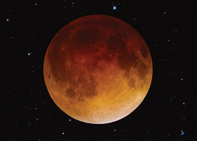 Blood Moon in Starry Sky