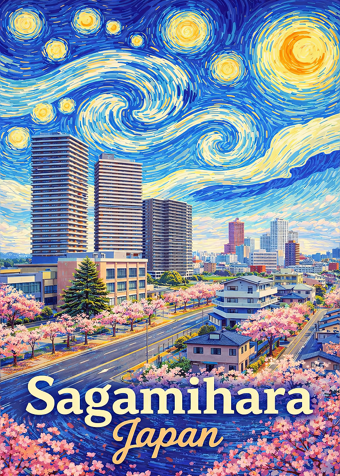Sagamihara Japan Starry Night Painting