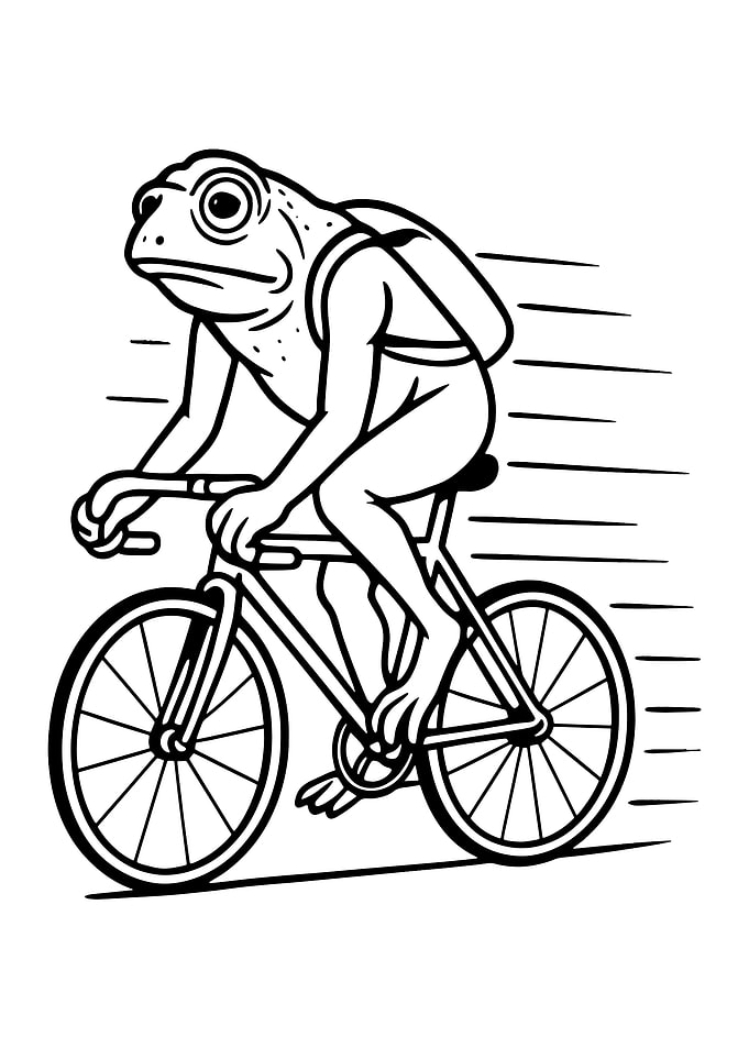 Frog riding a bicycle
