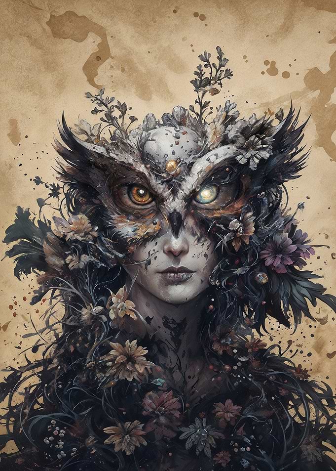 Queen of Owls - Mystical Floral Owl Spirit