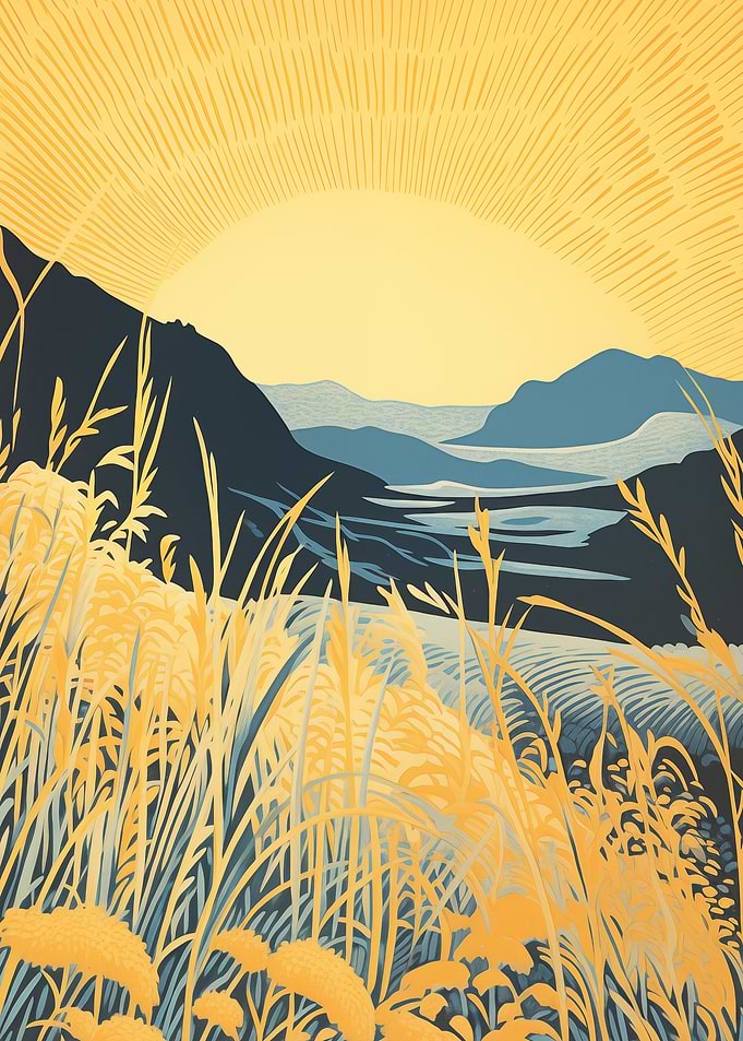 Sunrise Over a Mountain Valley