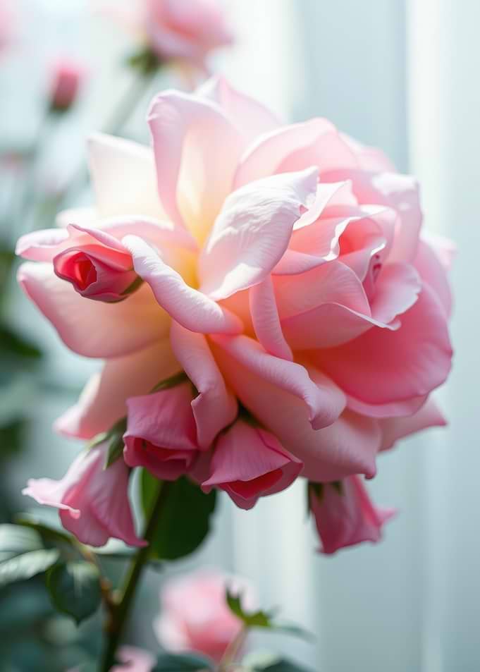 Delicate Pink Rose with Buds