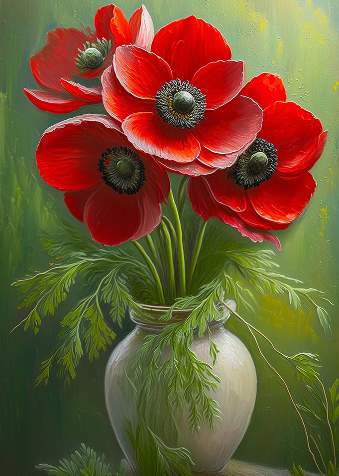 Vase of Red Poppies