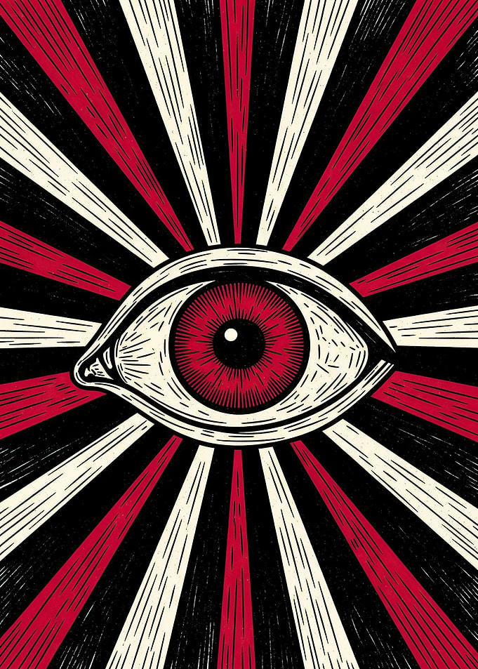 All-Seeing Eye with Red Rays
