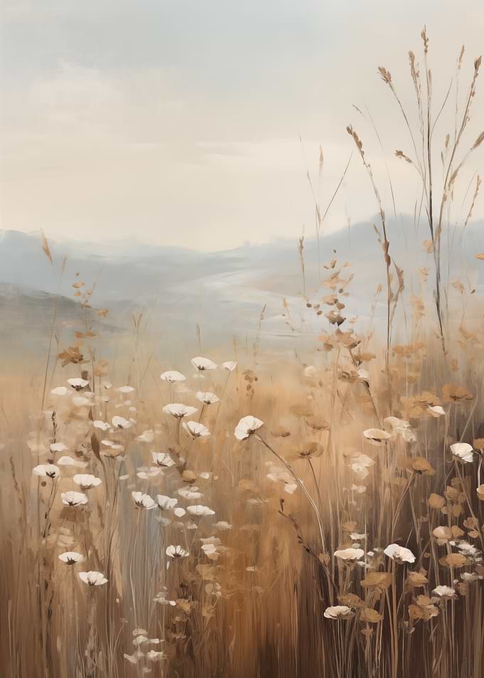 Meadow with White Flowers
