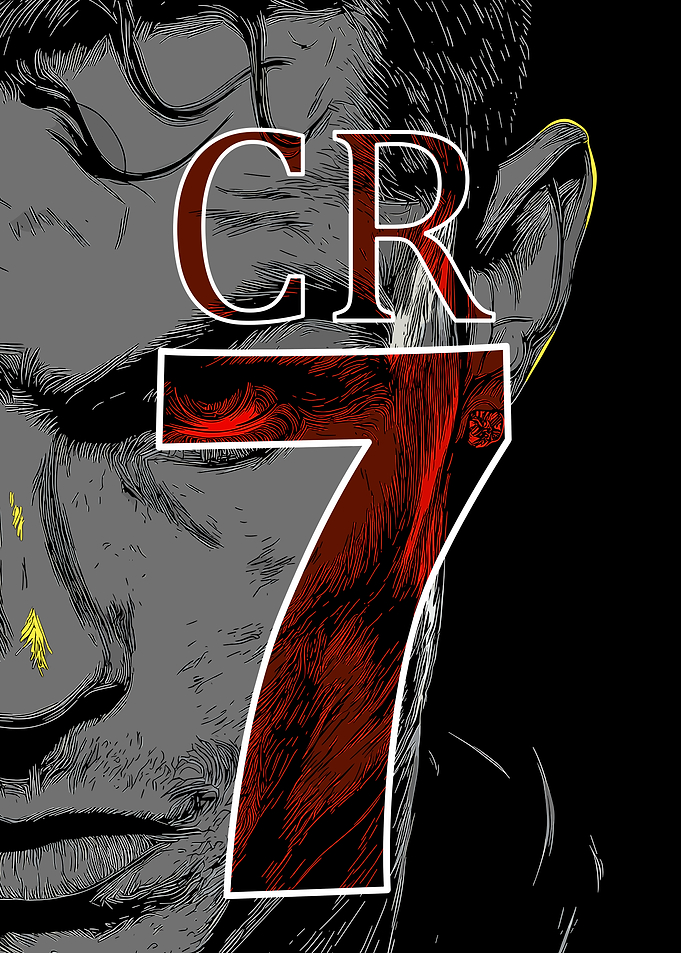 CR7 Portrait with Red Accents