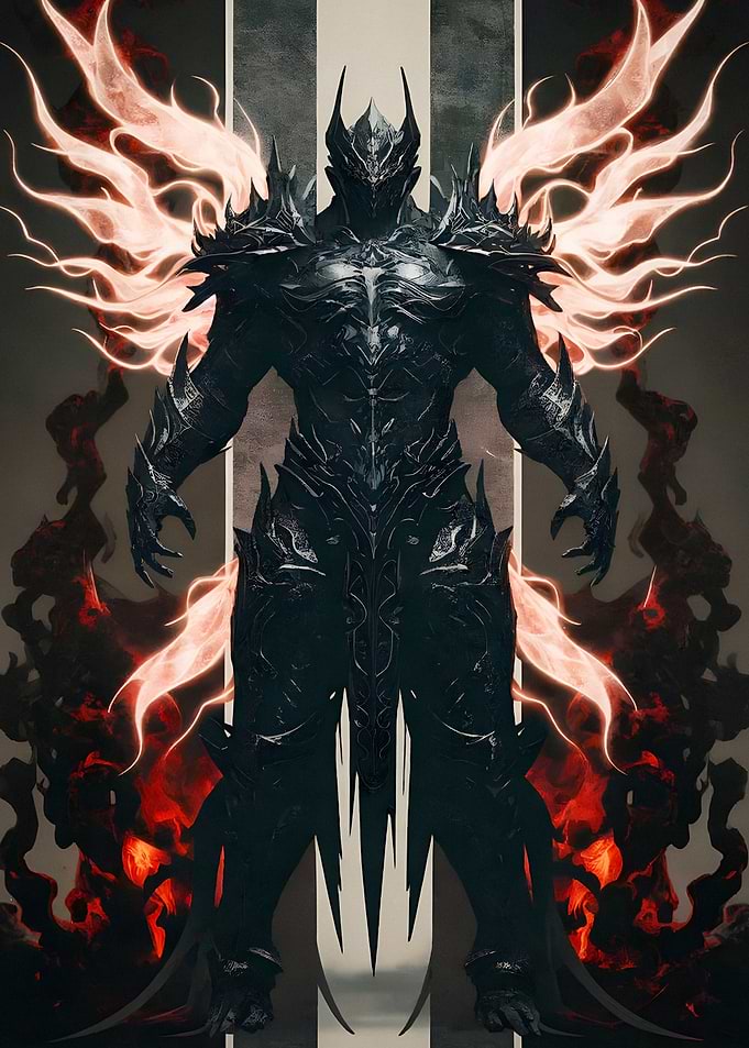 Dark Knight with Fiery Wings
