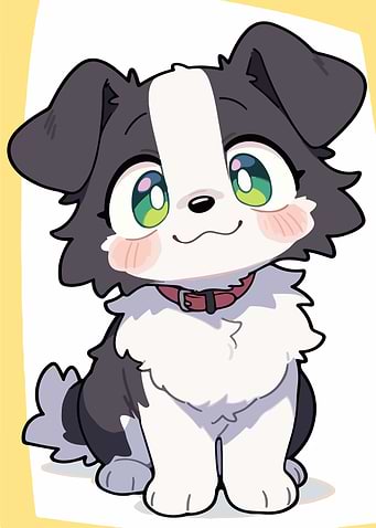 Cute Cartoon Border Collie Puppy
