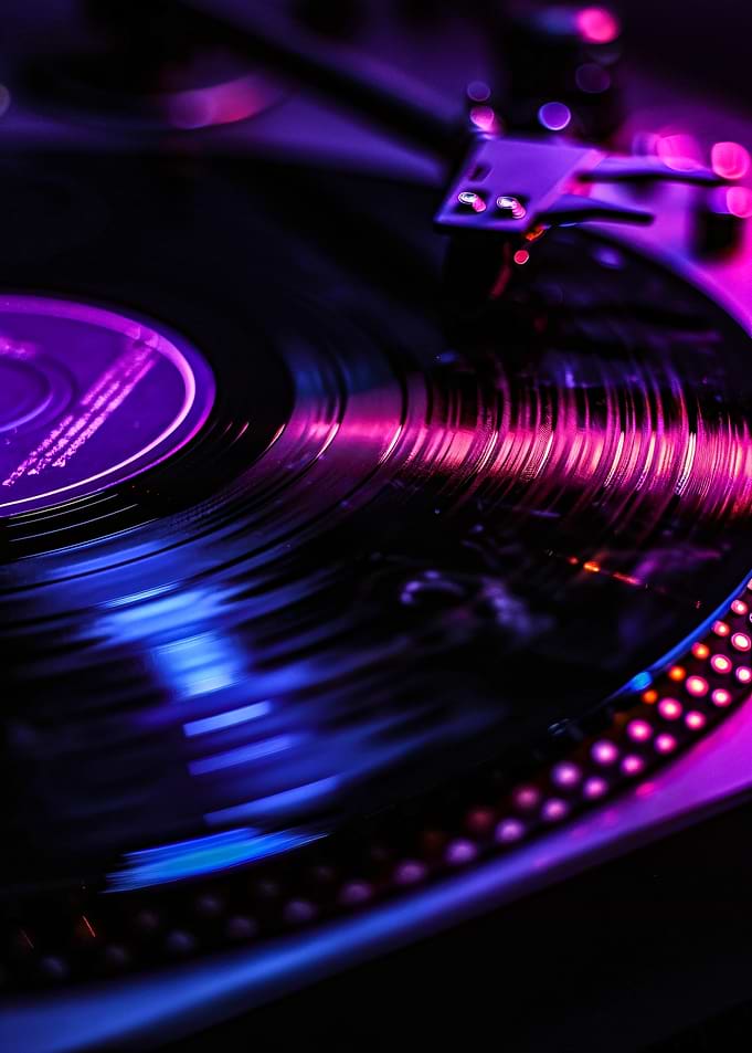DJ Turntable with Vinyl Record