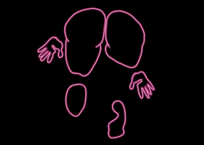 Neon Outline of a Queens Cheeks