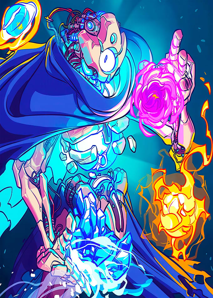 Cybernetic Mage with Elemental Powers