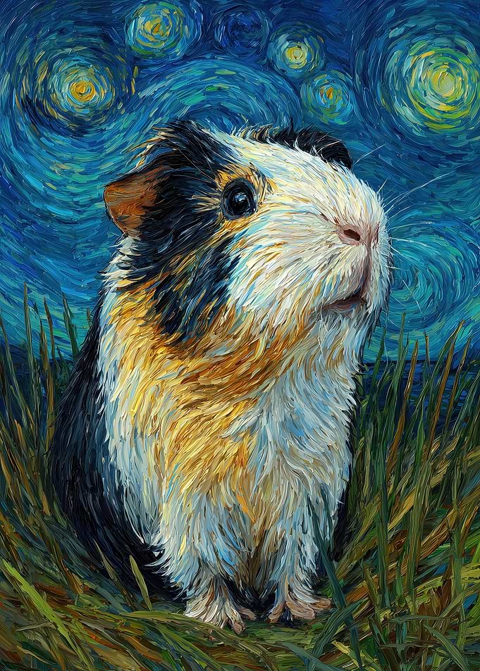 Guinea Pig in Starry Night Style