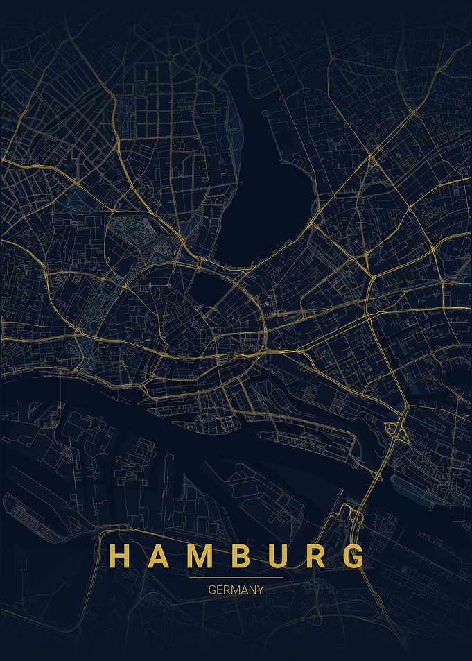 Hamburg Germany Map Poster